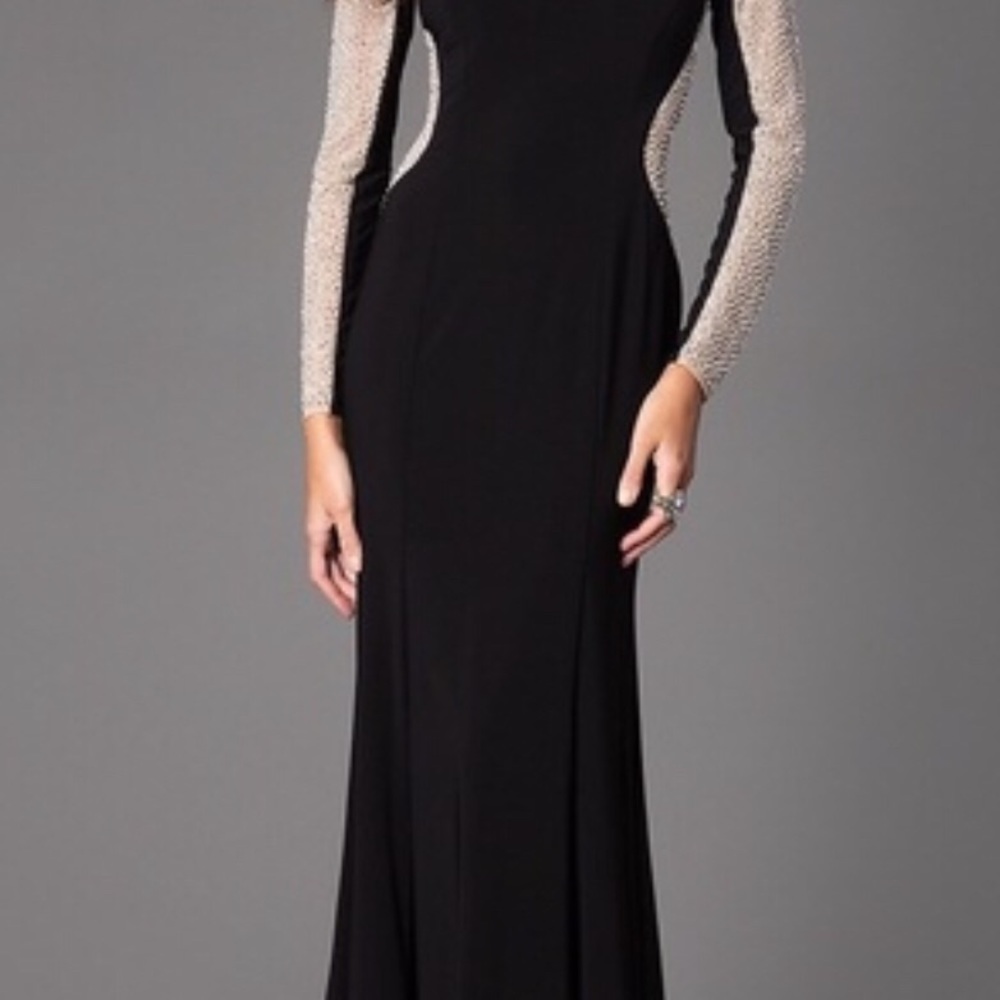 XScape black and gold sequin dress size 4